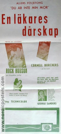 Never Say Goodbye 1956 movie poster Rock Hudson Cornell Borchers George Sanders Jerry Hopper Medicine and hospital