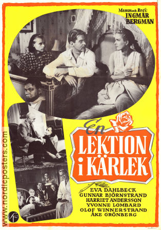 A Lesson in Love 1954 movie poster Eva Dahlbeck Gunnar Björnstrand Harriet Andersson Yvonne Lombard Ingmar Bergman