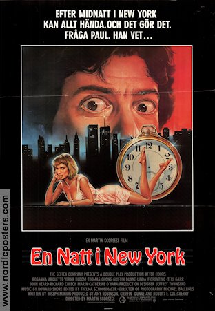 After Hours 1985 movie poster Rosanna Arquette Martin Scorsese Clocks