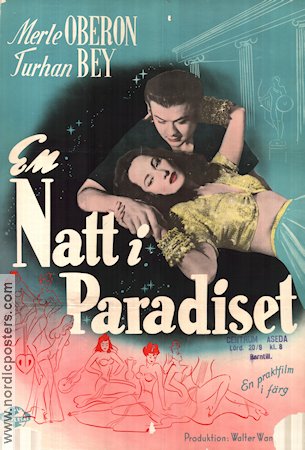 Night in Paradise 1946 movie poster Merle Oberon Turhan Bey Adventure and matine