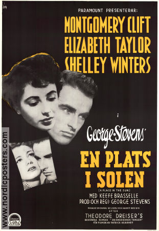 A Place in the Sun 1951 movie poster Elizabeth Taylor Montgomery Clift Shelley Winters George Stevens