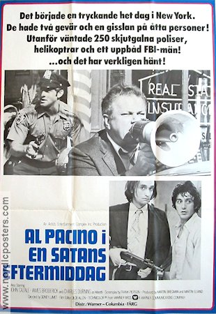 Dog Day Afternoon 1975 movie poster Al Pacino John Cazale Penelope Allen Sidney Lumet