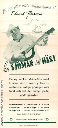 A Sailor on Horseback 1940 movie poster Edvard Persson Karl-Arne Holmsten Elvin Ottosson Emil A Lingheim Horses