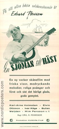 En sjöman till häst 1940 poster Edvard Persson Karl-Arne Holmsten Elvin Ottosson Emil A Lingheim Hästar