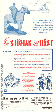 En sjöman till häst 1940 poster Edvard Persson Karl-Arne Holmsten Elvin Ottosson Emil A Lingheim Hästar