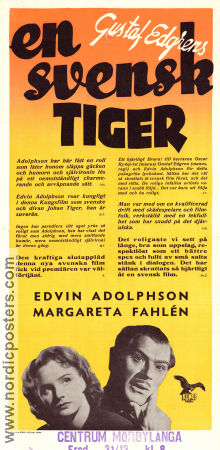 En svensk tiger 1948 movie poster Edvin Adolphson Margaretha Fahlén Erik Bullen Berglund Gustaf Edgren