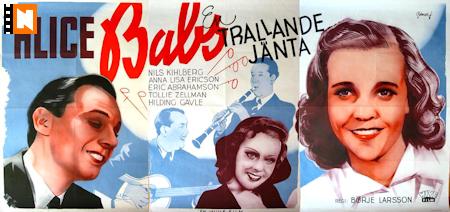 En trallande jänta 1942 movie poster Alice Babs Nils Kihlberg Eric Rohman art