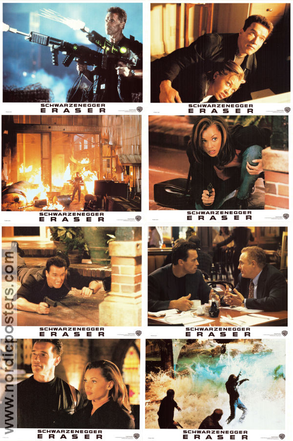 Eraser 1996 lobby card set Arnold Schwarzenegger Vanessa Williams James Caan Chuck Russell