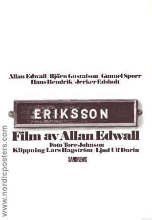 Eriksson 1969 movie poster Björn Gustafson Inge Edsholt Gunnel Sporr Torsten Wahlund Allan Edwall