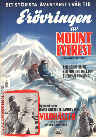 The Conquest of Everest 1953 movie poster Edmund Hillary Sherpan Tensing Documentaries Mountains