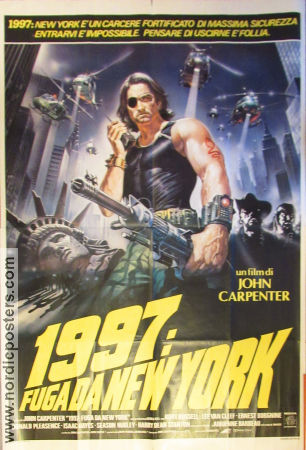 Escape From New York 1981 movie poster Kurt Russell Lee Van Cleef Ernest Borgnine Donald Pleasence Isaac Hayes John Carpenter Poster artwork: Renato Casaro Cult movies Find more: Large Poster
