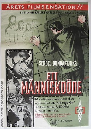 Ett människoöde 1959 movie poster Sergej Bondartjuk Russia
