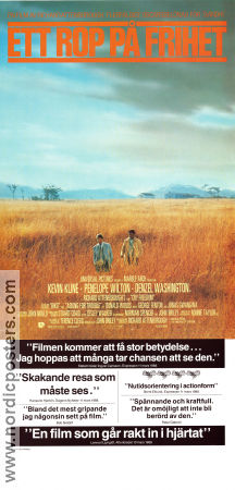 Cry Freedom 1987 movie poster Denzel Washington Kevin Kline Josette Simon Richard Attenborough