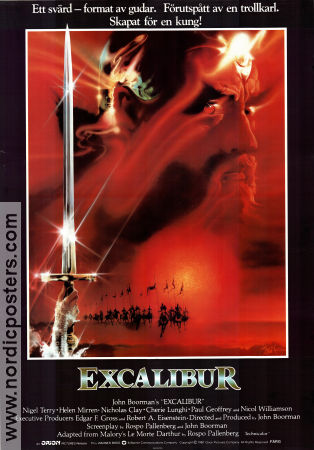 Excalibur 1981 movie poster Nigel Terry Helen Mirren Nicholas Clay John Boorman