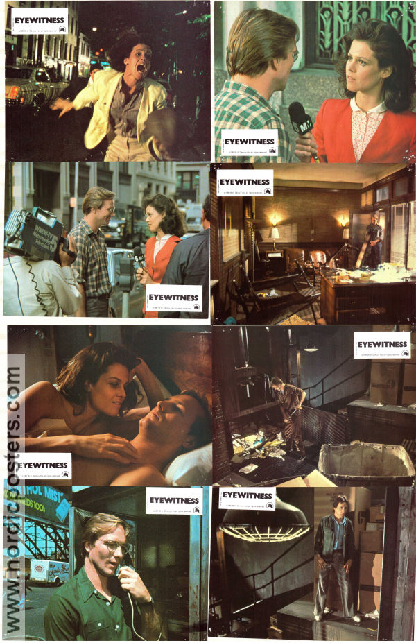 Eyewitness 1981 lobby card set William Hurt Sigourney Weaver Christopher Plummer Peter Yates