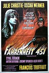 Fahrenheit 451 1966 movie poster Julie Christie Francois Truffaut Writer: Ray Bradbury