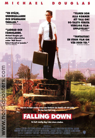 Falling Down 1993 movie poster Michael Douglas Robert Duvall Barbara Hershey Joel Schumacher Guns weapons