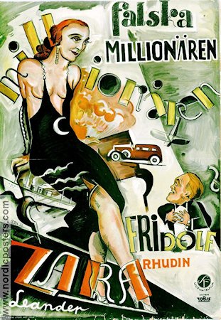 Falska millionären 1931 movie poster Zarah Leander Fridolf Rhudin Paul Merzbach Art Deco