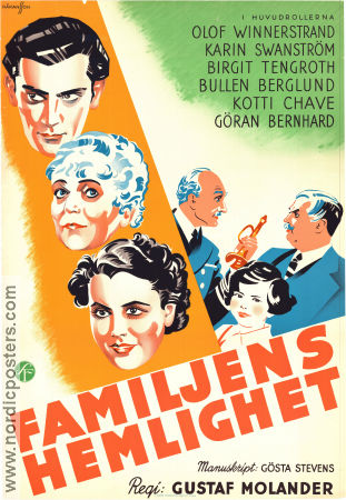 Familjens hemlighet 1936 movie poster Olof Winnerstrand Karin Swanström Erik Bullen Berglund Birgit Tengroth Gustaf Molander Writer: Gösta Stevens