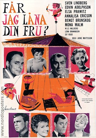 Får jag låna din fru 1959 movie poster Sven Lindberg Elsa Prawitz Annalisa Ericson Arne Mattsson