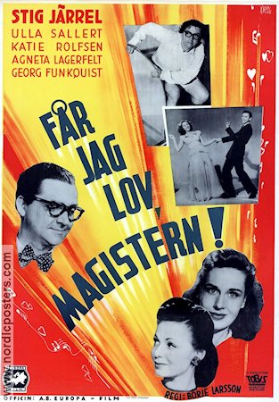 Får jag lov magistern! 1947 movie poster Stig Järrel Ulla Sallert Katie Rolfsen Börje Larsson Dance