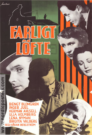 Farligt löfte 1955 movie poster Lena Nyman Herman Ahlsell Bengt Blomgren Inger Juel Håkan Bergström Kids