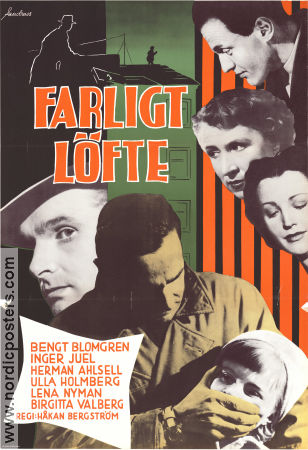 Farligt löfte 1955 poster Lena Nyman Herman Ahlsell Bengt Blomgren Inger Juel Håkan Bergström Barn