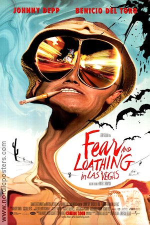 Fear and Loathing in Las Vegas 1998 movie poster Johnny Depp Benicio Del Toro Mark Harmon Terry Gilliam Cult movies Smoking