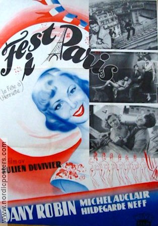 La fete a Henriette 1952 movie poster Dany Robin Michel Auclair Hildegard Knef Julien Duvivier