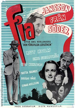 Fia Jansson från Söder 1944 movie poster Rut Holm Emil Fjellström Nils Kihlberg Find more: Stockholm