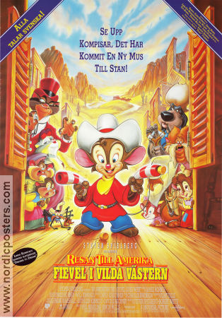 An American Tail Fievel Goes West 1991 movie poster Don Bluth Animation