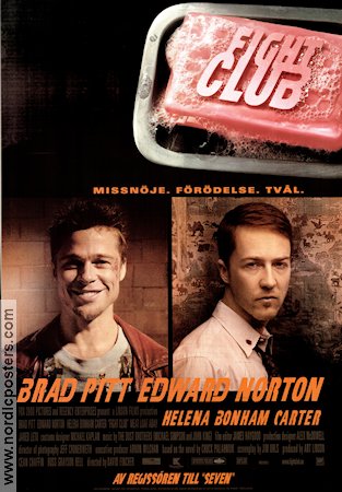 Fight Club 1999 movie poster Brad Pitt Edward Norton Meat Loaf Helena Bonham Carter Zach Grenier David Fincher Cult movies