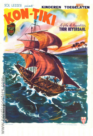 The Ra Expeditions 1950 movie poster Herman Watzinger Erik Hesselberg Thor Heyerdahl Norway Documentaries Ships and navy