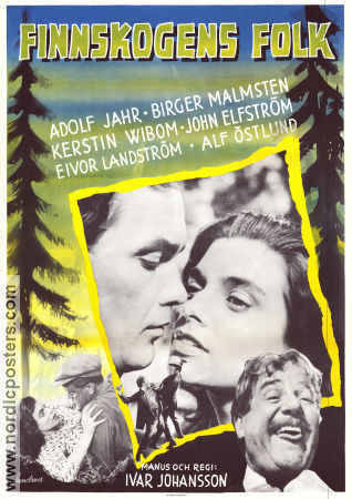 Finnskogens folk 1955 movie poster Birger Malmsten Adolf Jahr Kerstin Wibom Ivar Johansson Flowers and plants