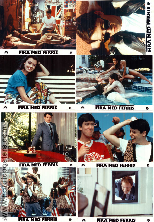 Ferris Bueller´s Day Off 1986 lobby card set Matthew Broderick Alan Ruck Mia Sara Jeffrey Jones John Hughes School Cars and racing