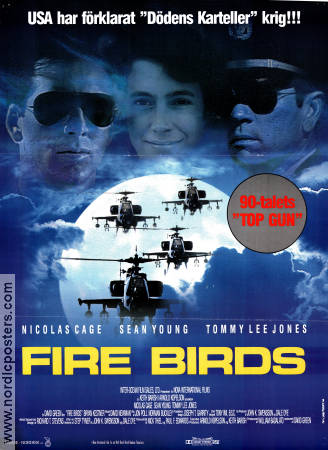 Fire Birds 1990 movie poster Nicolas Cage Sean Young Tommy Lee Jones David Green Planes