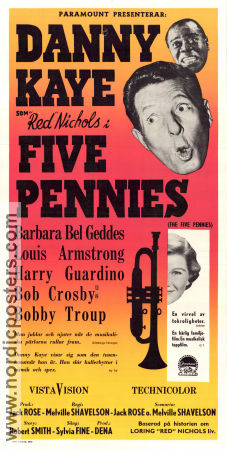 The Five Pennies 1959 movie poster Danny Kaye Barbara Bel Geddes Louis Armstrong Melville Shavelson Instruments Jazz