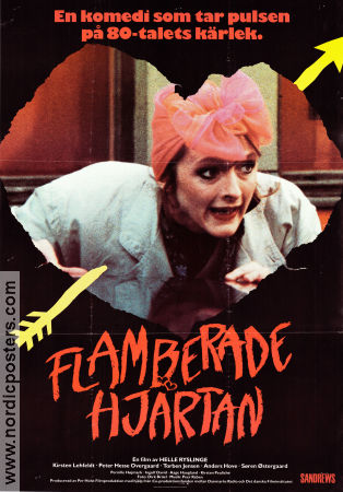 Flamberede hjerter 1986 movie poster Kirsten Lehfeldt Torben Jensen Helle Ryslinge Denmark