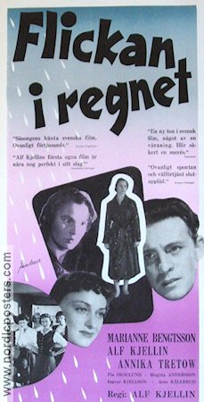 Flickan i regnet 1955 movie poster Marianne Bengtsson Annika Tretow Gunnel Lindblom Ingvar Kjellson Alf Kjellin