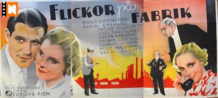 Flickor på fabrik 1935 movie poster Birgit Rosengren Karin Ekelund Fritiof Billquist Naemi Briese Eric Rohman art Find more: Large poster