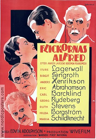 Flickornas Alfred 1935 movie poster Sture Lagerwall Birgit Tengroth Eric Rohman art