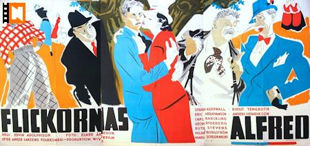 Flickornas Alfred 1935 movie poster Sture Lagerwall Birgit Tengroth Eric Abrahamson Hilda Borgström Maria Schildknecht Edvin Adolphson Poster artwork: Birger Lundqvist Find more: Large poster