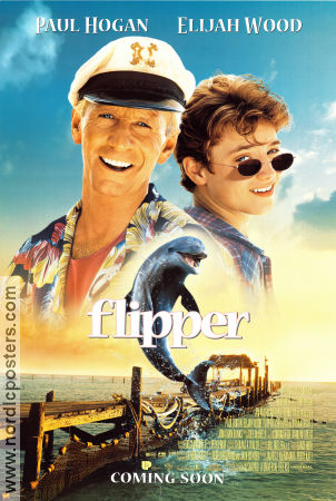 Flipper 1996 movie poster Elijah Wood Paul Hogan Jonathan Banks Alan Shapiro Fish and shark From TV