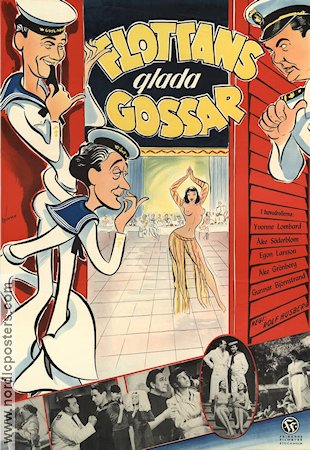 Flottans glada gossar 1954 movie poster Yvonne Lombard Åke Söderblom Egon Larsson Åke Grönberg Rolf Husberg Ships and navy