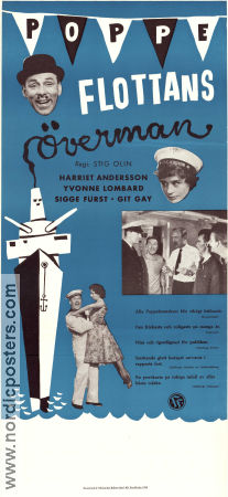 Flottans överman 1958 movie poster Nils Poppe Harriet Andersson Yvonne Lombard Stig Olin Ships and navy