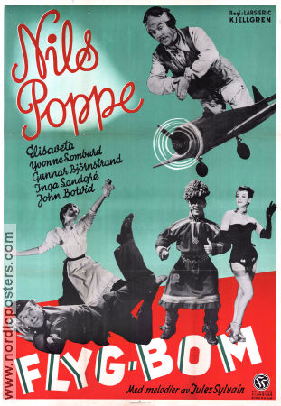 Flyg-Bom 1952 movie poster Nils Poppe Elisaveta Yvonne Lombard Lars-Eric Kjellgren Planes