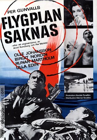 Flygplan saknas 1965 movie poster Olle Johansson Writer: Per Wahlöö Planes