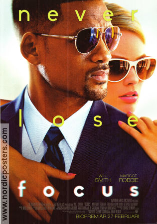 Focus 2015 movie poster Will Smith Margot Robbie Rodrigo Santoro Glenn Ficarra