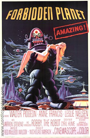 Forbidden Planet 1956 movie poster Walter Pidgeon Anne Francis Fred M Wilcox Robots