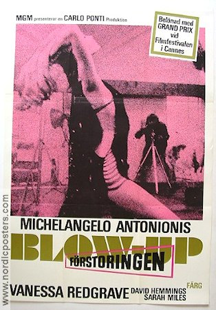 Blow-Up 1966 movie poster Vanessa Redgrave David Hemmings Sarah Miles Michelangelo Antonioni